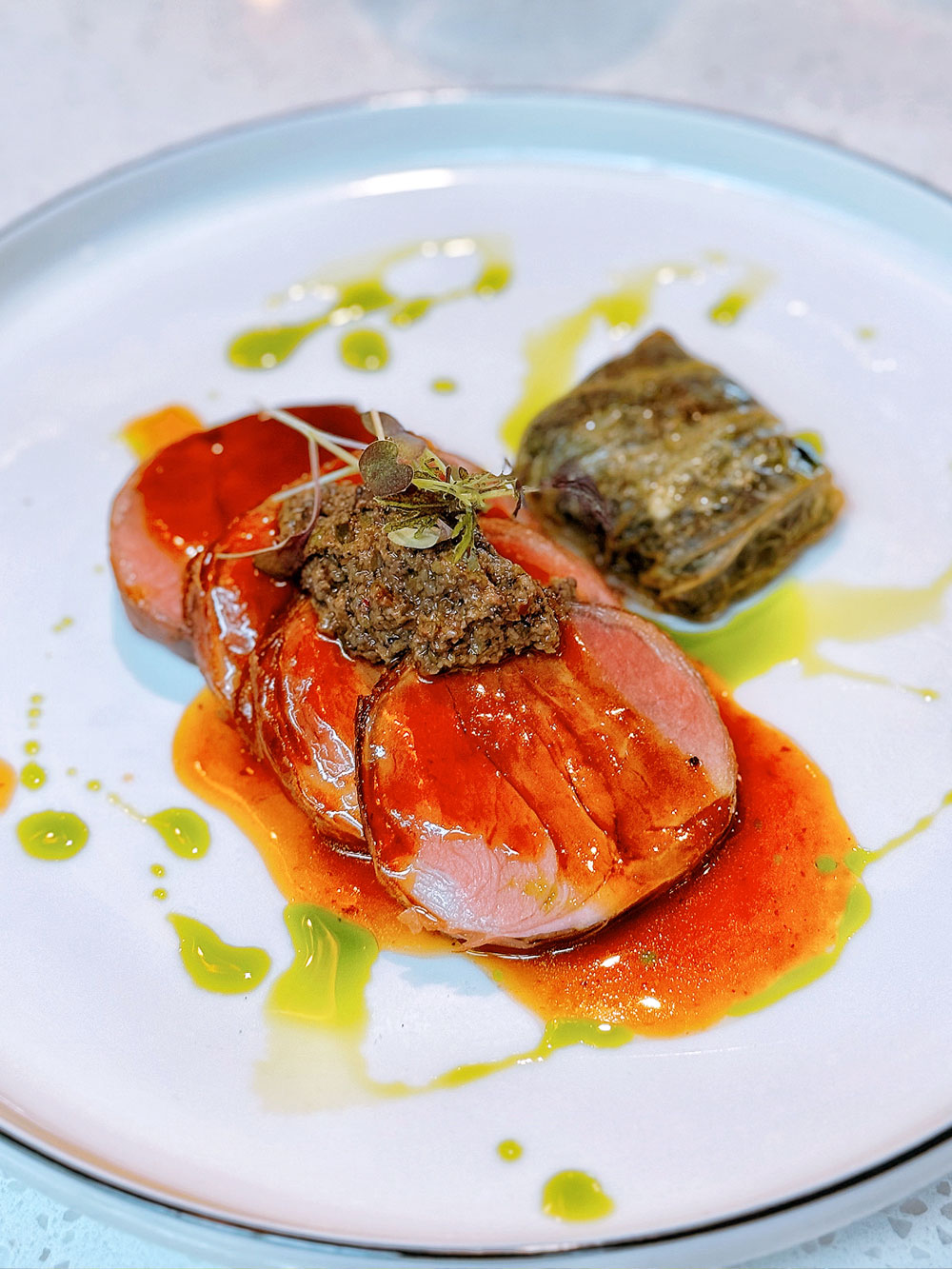 Photo of Iberian Pork Tenderloin dish at Vineyard Hortpark, Singapore. For review.